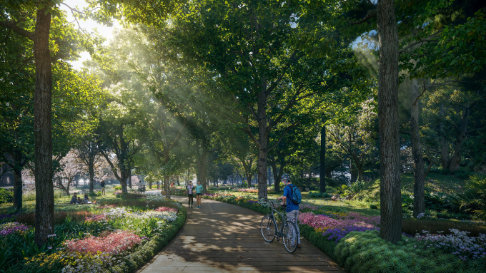 Phối cảnh khuôn viên xanh giữa đại đô thị. Ảnh: Ecopark